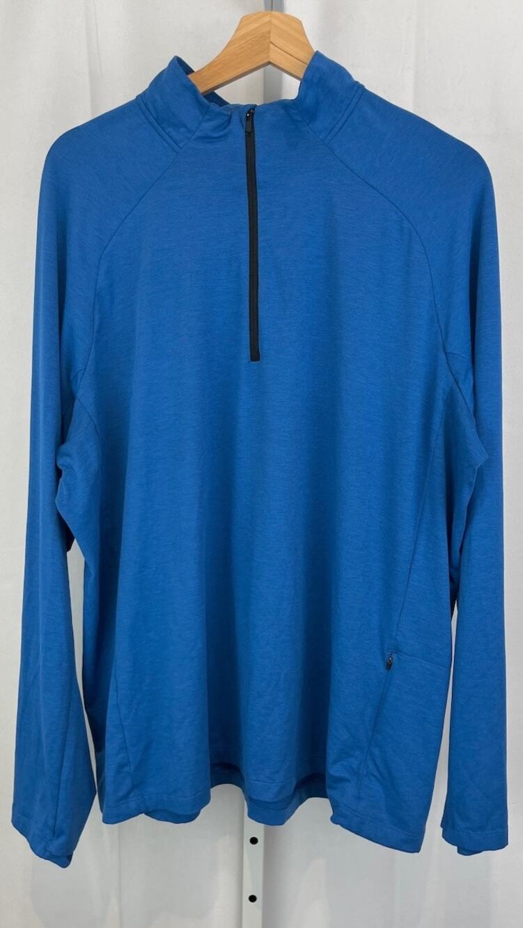 REI Co-Op Mens Size XL 1/2 Zip Long Sleeve Pullover Mock Top Zip Pocket Blue